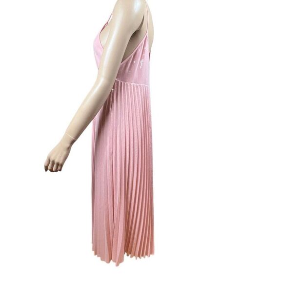 Zara Woman Pink Sequin Pleated Midi Dress Size S (043) - Picture 6 of 12